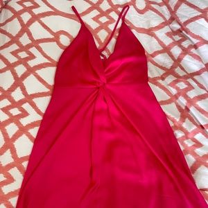 Hot Pink Express Satin Strappy Party Dress with Front Knot - Size 2